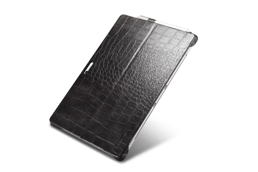 Surface Pro 4, 5, 6 Embossed Crocodile Genuine Leather Surface Pro Back Cover black