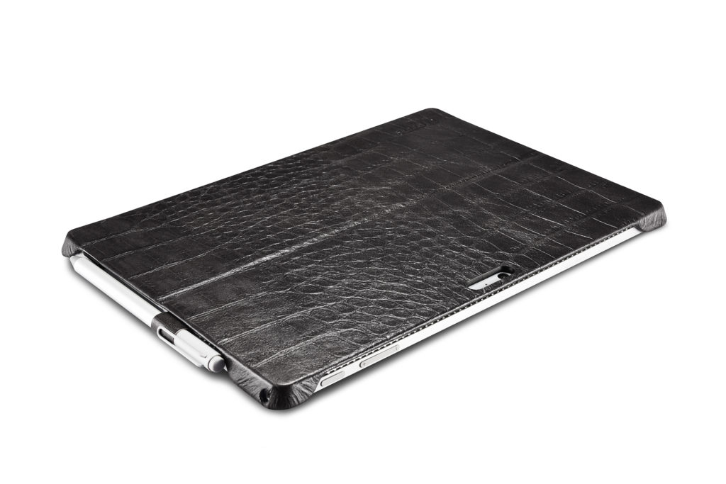 Surface Pro 4, 5, 6 Embossed Crocodile Genuine Leather Surface Pro Back Cover black