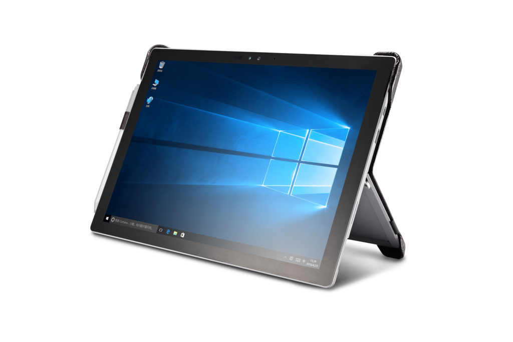 Surface Pro 4, 5, 6 Embossed Crocodile Genuine Leather Surface Pro Back Cover black