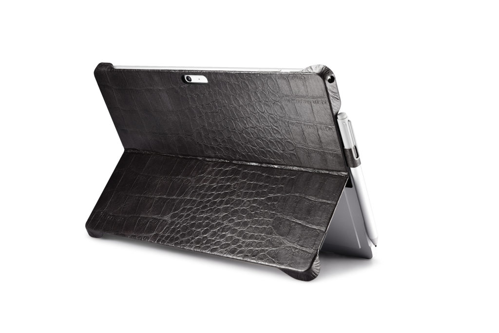 Surface Pro 4, 5, 6 Embossed Crocodile Genuine Leather Surface Pro Back Cover black