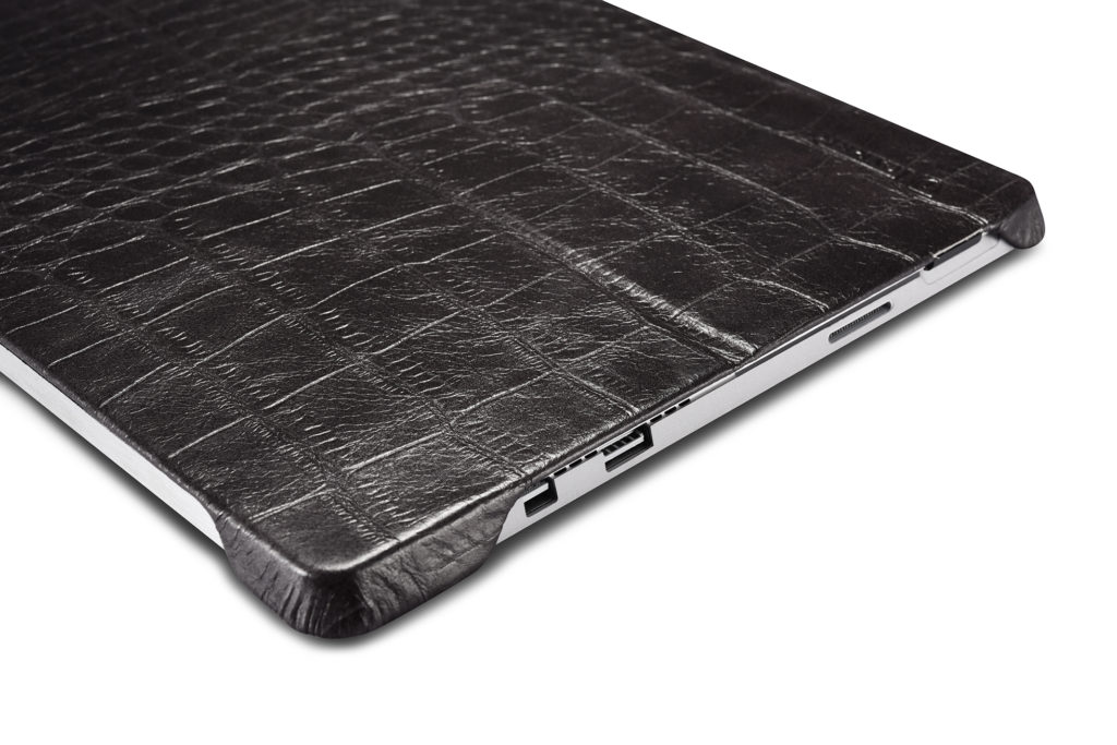 Surface Pro 4, 5, 6 Embossed Crocodile Genuine Leather Surface Pro Back Cover black
