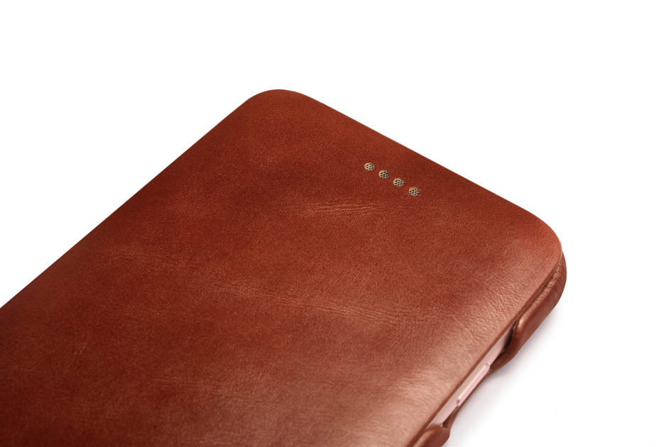 iPhone 6 Plus/ 6S Plus Curved Edge Vintage Card Slot Series Real Cowhide Leather Case Brown
