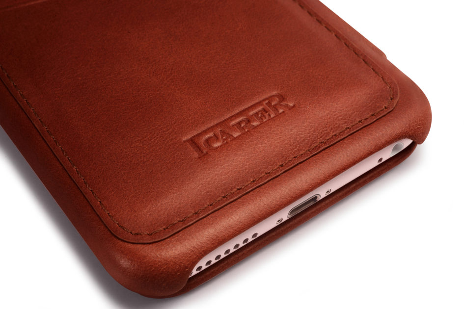 iPhone 6 Plus/ 6S Plus Curved Edge Vintage Card Slot Series Real Cowhide Leather Case Brown