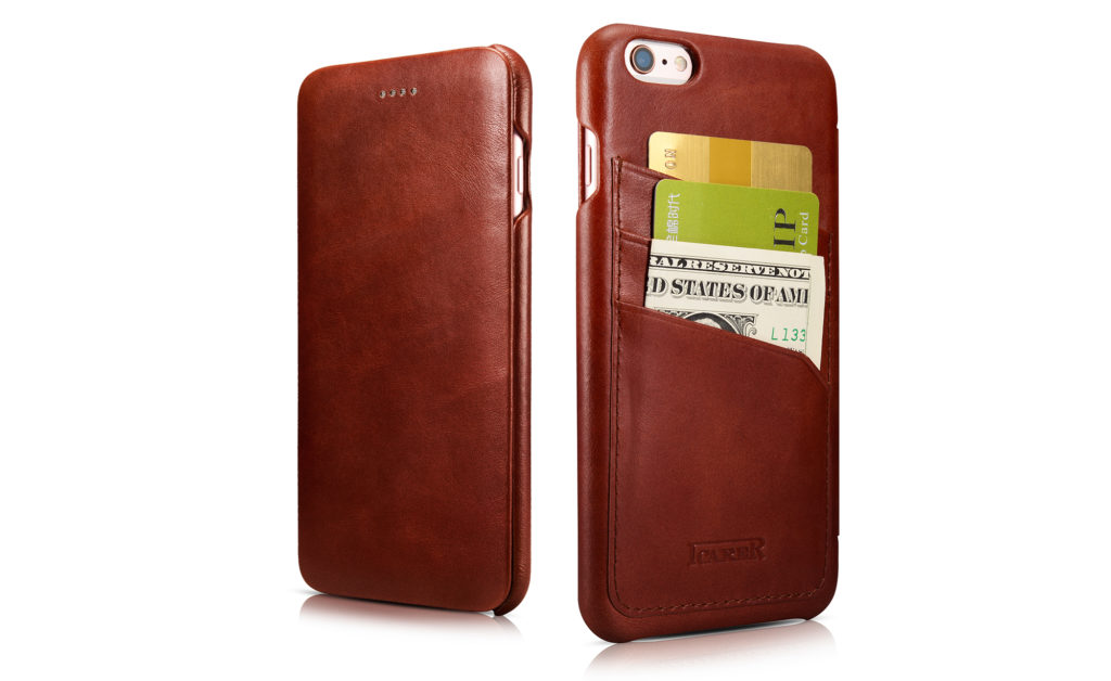 iPhone 6 Plus/ 6S Plus Curved Edge Vintage Card Slot Series Real Cowhide Leather Case Brown