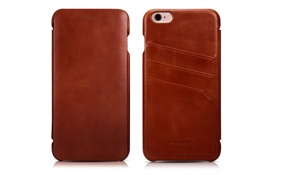 iPhone 6 Plus/ 6S Plus Curved Edge Vintage Card Slot Series Real Cowhide Leather Case Brown