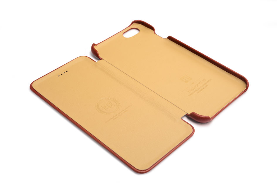 iPhone 6 Plus/ 6S Plus Curved Edge Vintage Card Slot Series Real Cowhide Leather Case Red