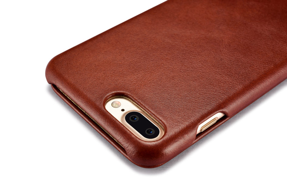iPhone 7 Plus Curved Edge Vintage Series Genuine Leather Case Brown