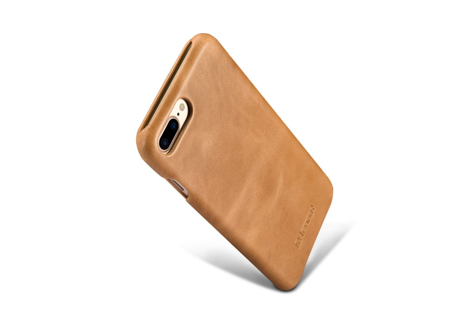iPhone 7 Plus Curved Edge Vintage Series Genuine Leather Case Khaki