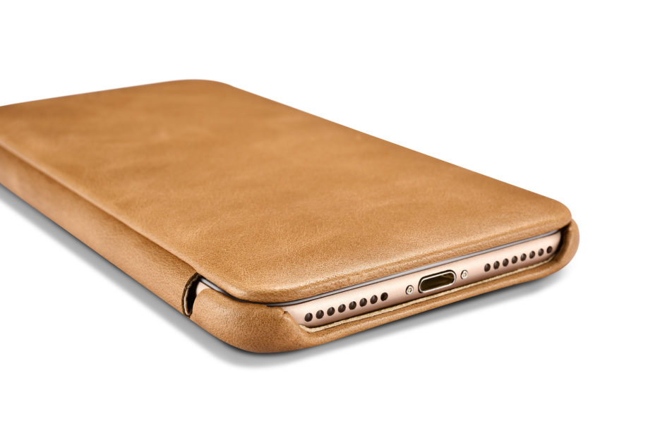 iPhone 7 Plus Curved Edge Vintage Series Genuine Leather Case Khaki