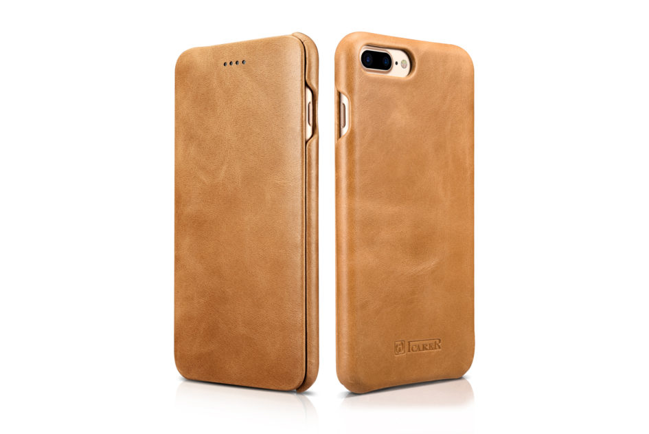 iPhone 7 Plus Curved Edge Vintage Series Genuine Leather Case Khaki