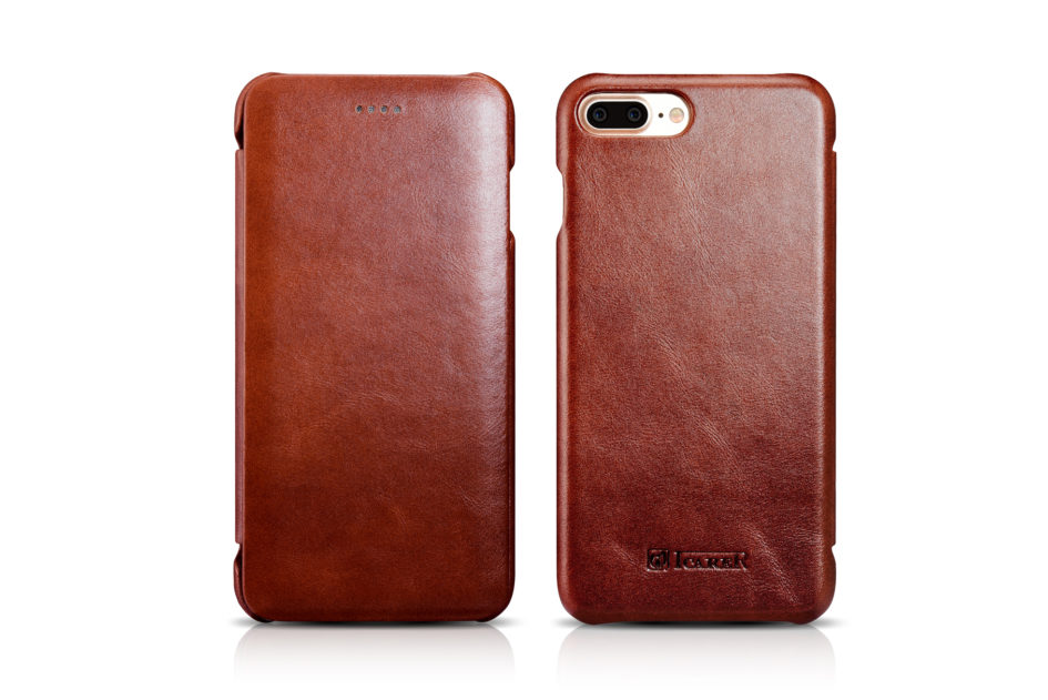 iPhone 7 Plus Curved Edge Vintage Series Genuine Leather Case Brown