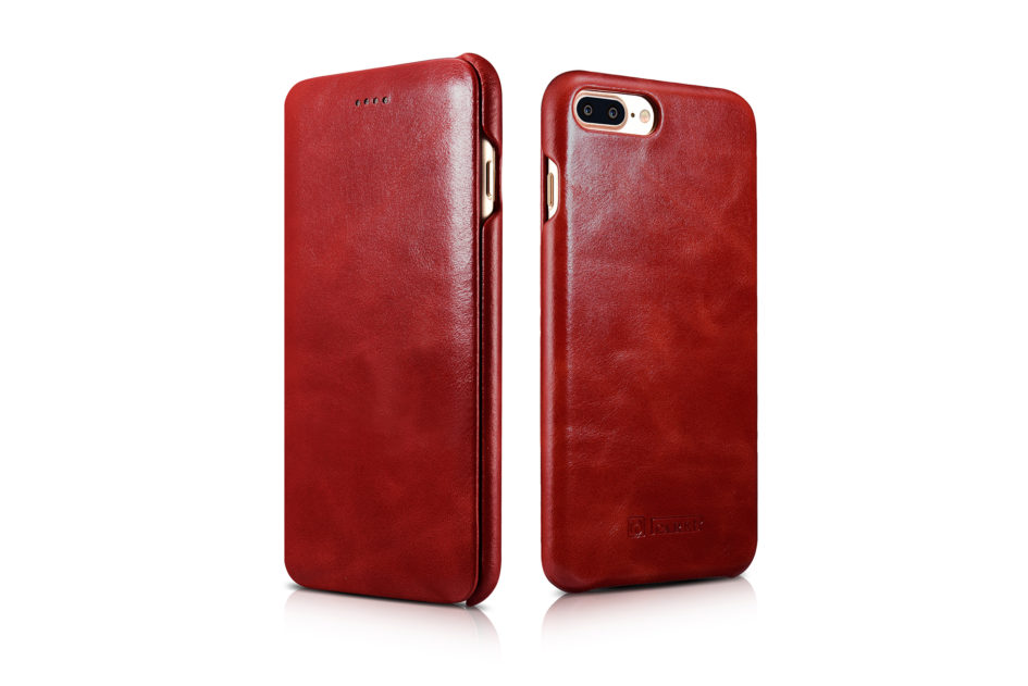 iPhone 7 Plus Curved Edge Vintage Series Genuine Leather Case Red