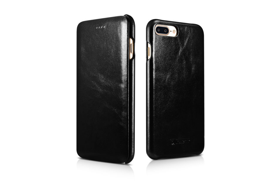 iPhone 7 Plus Curved Edge Vintage Series Genuine Leather Case Black