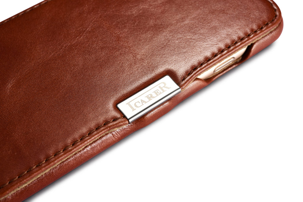 iPhone 7 Plus, iPhone 8 Plus Vintage Series Side Open Genuine Leather Case Brown