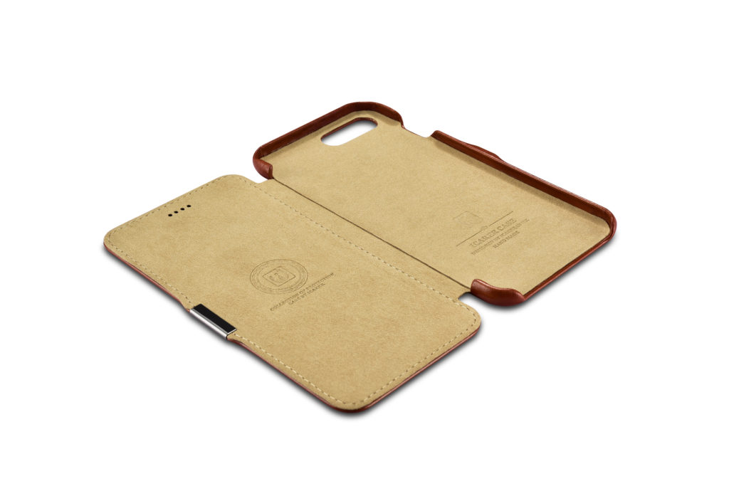 iPhone 7 Plus, iPhone 8 Plus Vintage Series Side Open Genuine Leather Case Brown