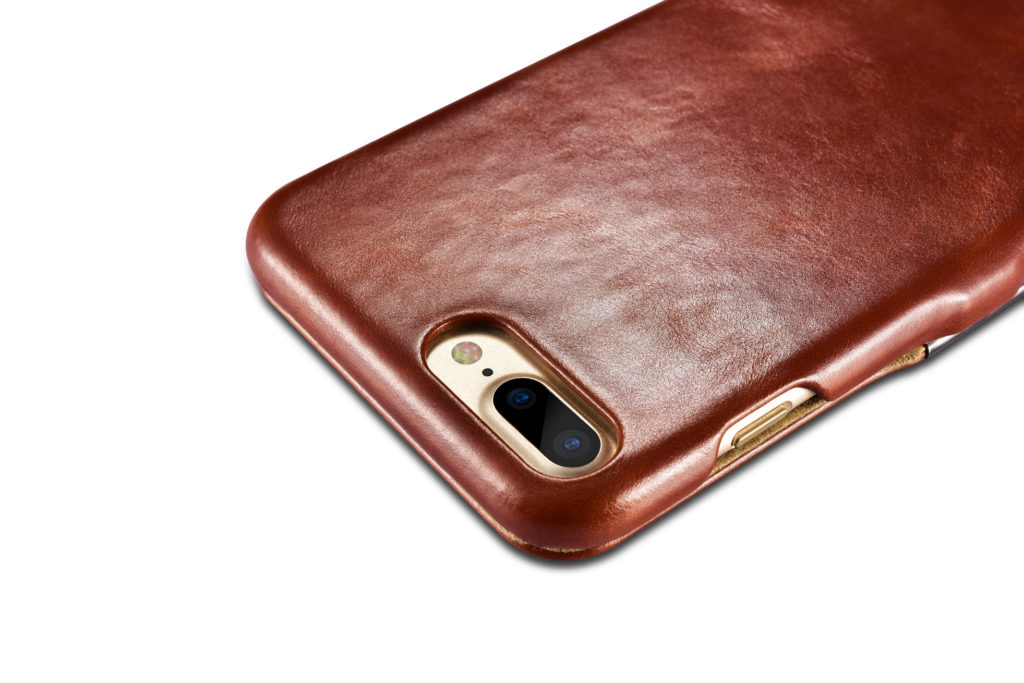 iPhone 7 Plus, iPhone 8 Plus Vintage Series Side Open Genuine Leather Case Brown