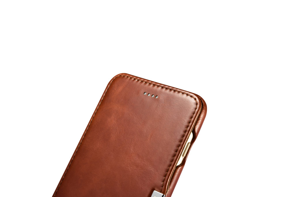 iPhone 7 Plus, iPhone 8 Plus Vintage Series Side Open Genuine Leather Case Brown
