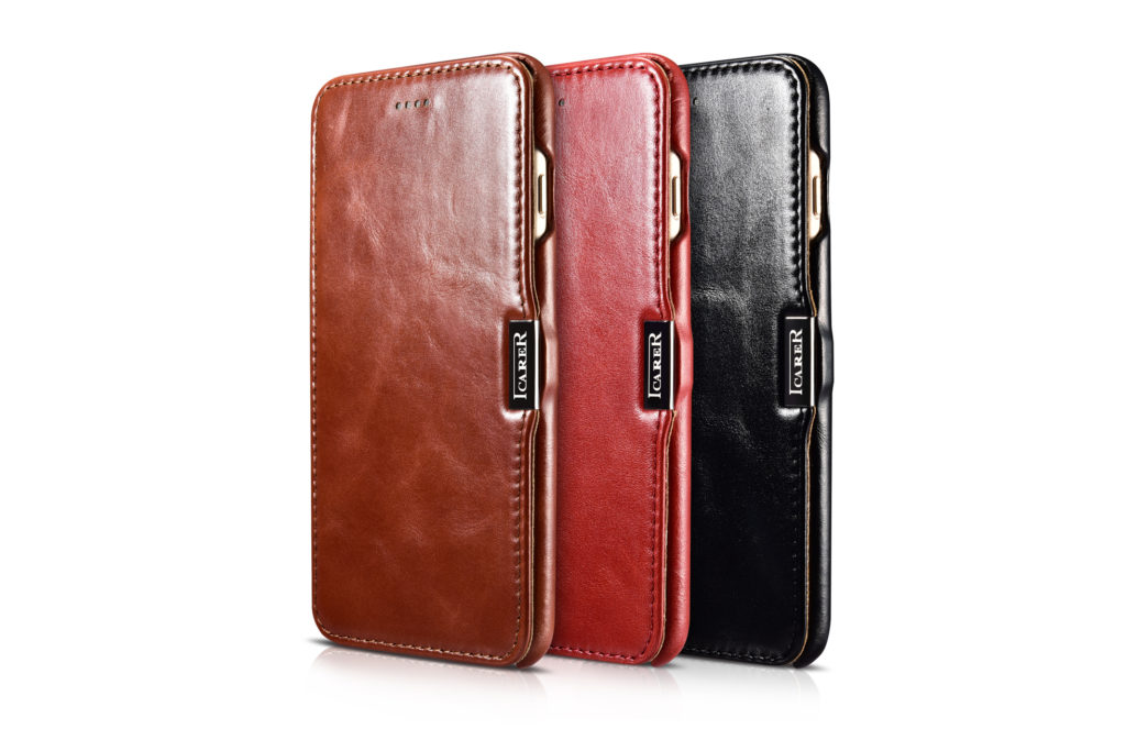 iPhone 7 Plus, iPhone 8 Plus Vintage Series Side Open Genuine Leather Case Red