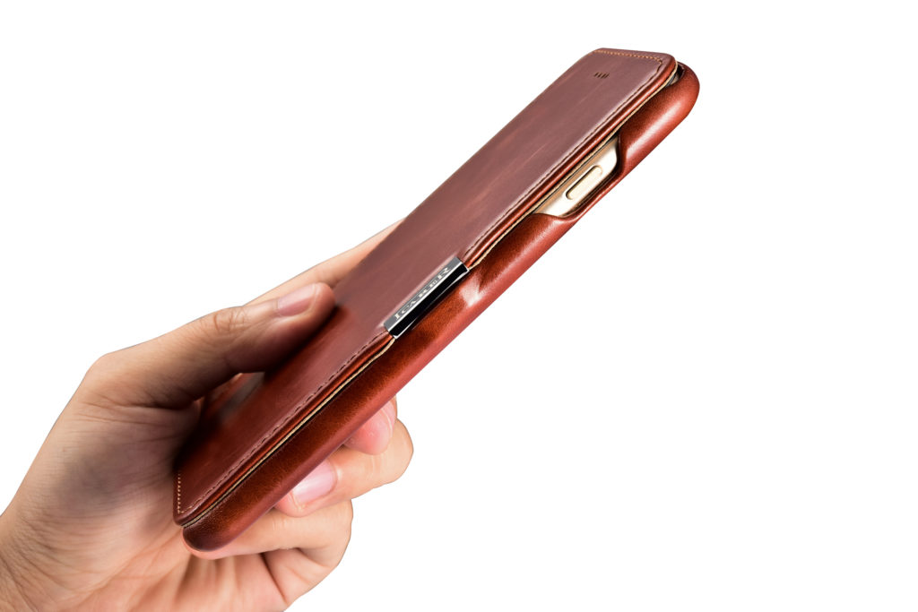 iPhone 7 Plus, iPhone 8 Plus Vintage Series Side Open Genuine Leather Case Brown