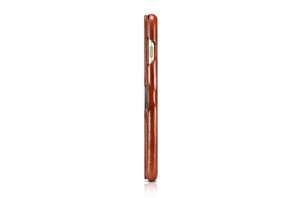 iPhone 7 Plus, iPhone 8 Plus Vintage Series Side Open Genuine Leather Case Brown