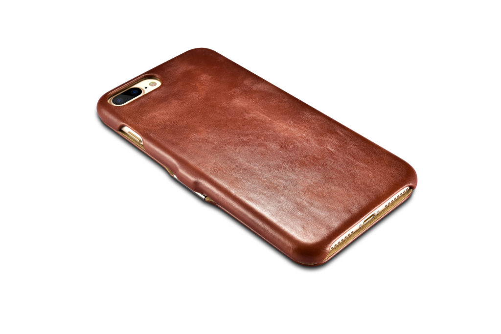 iPhone 7 Plus, iPhone 8 Plus Vintage Series Side Open Genuine Leather Case Brown