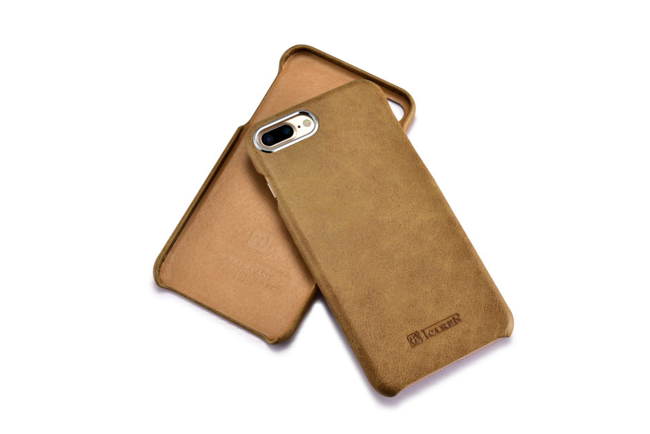 iPhone 7 Plus Metal Warrior Shenzhou Real Leather Back Case Khaki