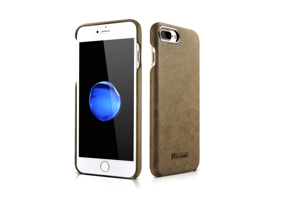 iPhone 7 Plus Metal Warrior Shenzhou Real Leather Back Case Brown