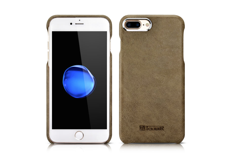 iPhone 7 Plus Metal Warrior Shenzhou Real Leather Back Case Brown
