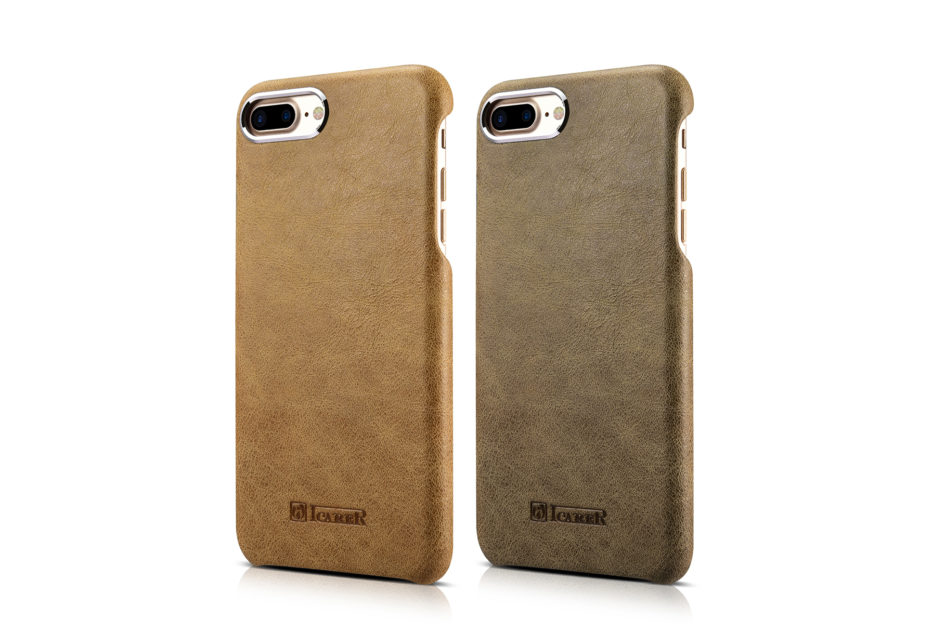 iPhone 7 Metal Warrior Shenzhou Real Leather Back Case Khaki