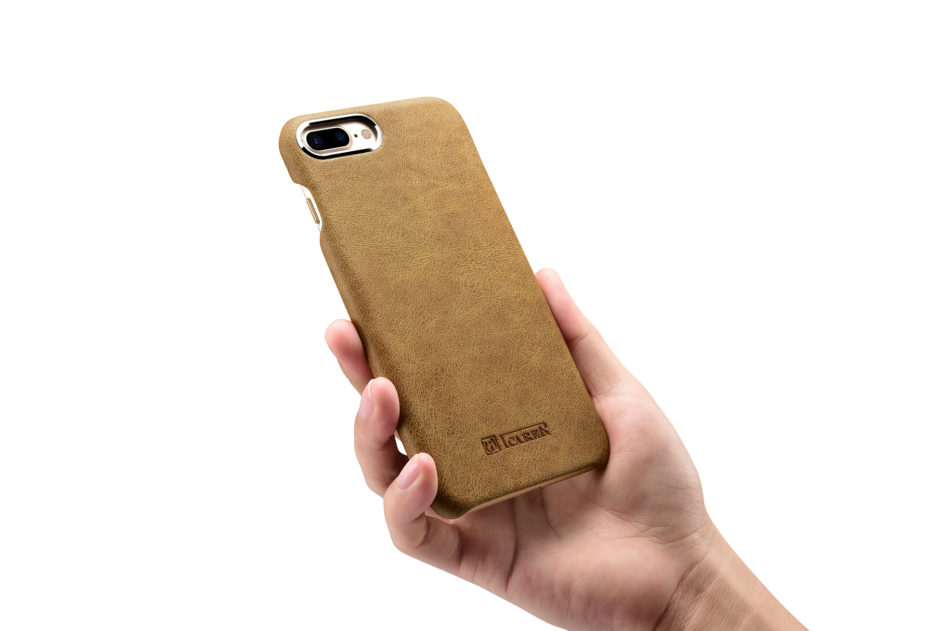 iPhone 7 Metal Warrior Shenzhou Real Leather Back Case Khaki