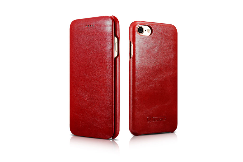 iPhone 7 Curved Edge Vintage Series Genuine Leather Case Red