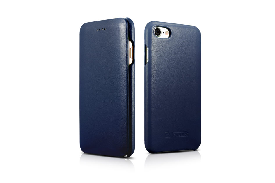 iPhone 7 Curved Edge Luxury Series Genuine Leather Case Blue