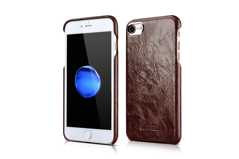iPhone 7 Metal Warrior Oil Wax Real Leather Back Case Brown