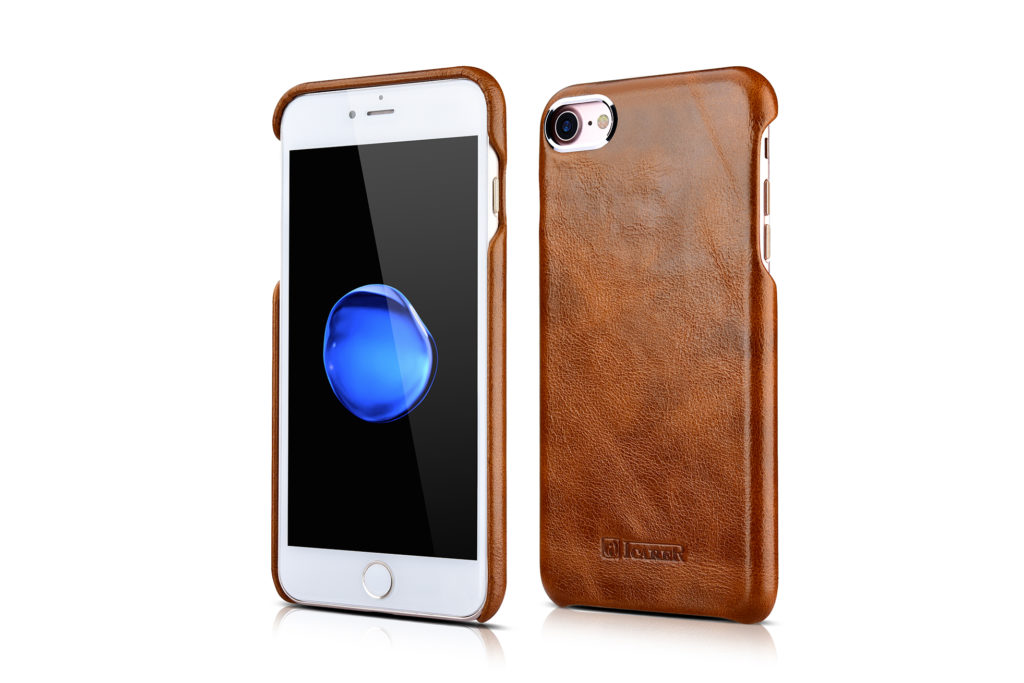 iPhone 7 Plus Metal Warrior Oil Wax Real Leather Back Case Coffee