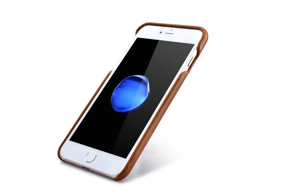 iPhone 7 Metal Warrior Oil Wax Real Leather Back Case Coffee