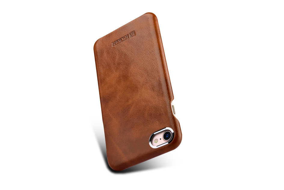 iPhone 7 Plus Metal Warrior Oil Wax Real Leather Back Case Coffee