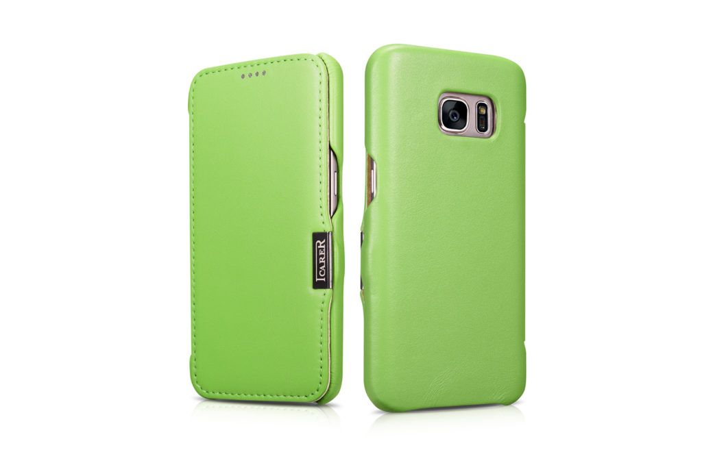Samsung Galaxy S7 Luxury Series Side Open Genuine Leather Case Green