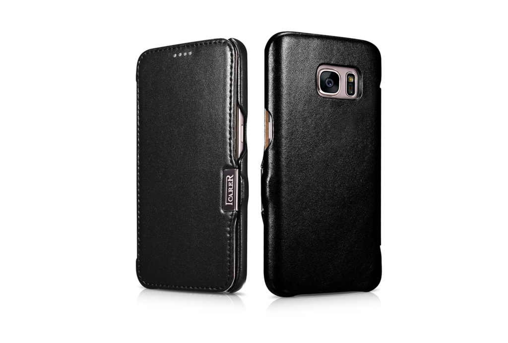 Samsung Galaxy S7 Luxury Series Side Open Genuine Leather Case Black