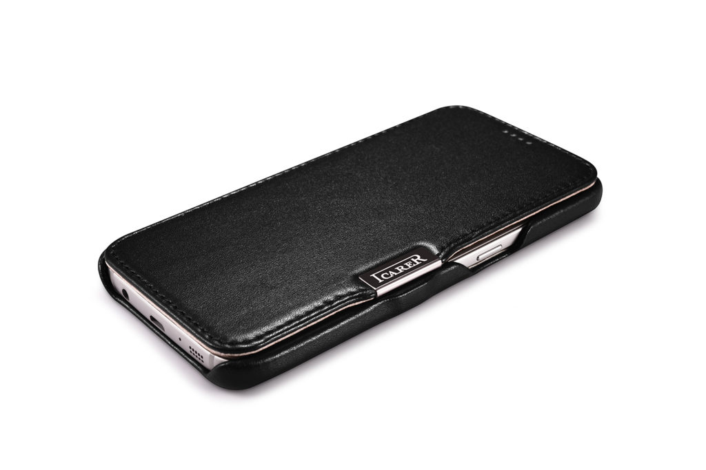 Samsung Galaxy S7 Luxury Series Side Open Genuine Leather Case Black