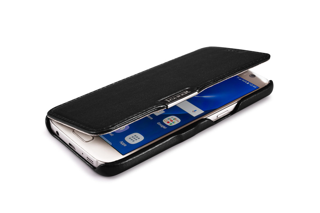 Samsung Galaxy S7 Luxury Series Side Open Genuine Leather Case Black