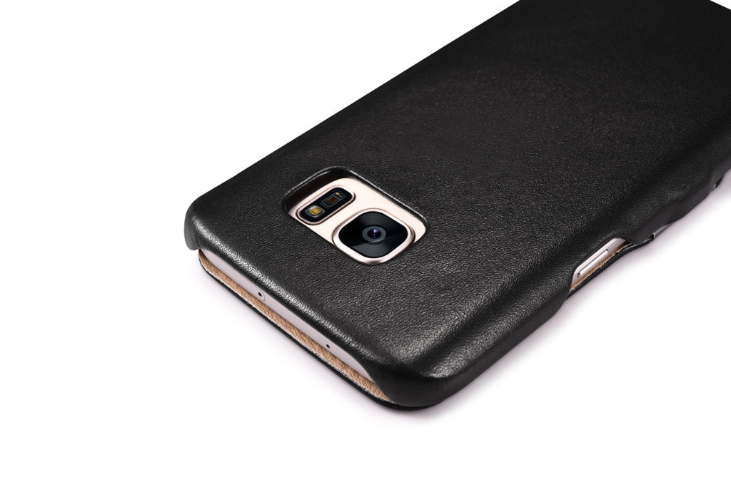 Samsung Galaxy S7 Luxury Series Side Open Genuine Leather Case Black