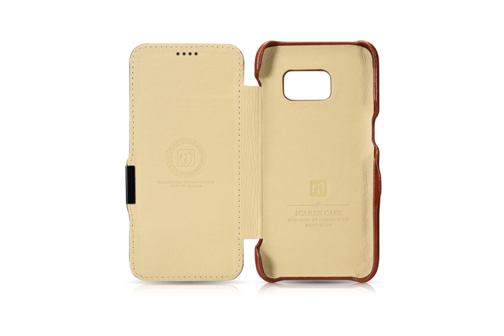 Samsung Galaxy S7 Vintage Series Side Open Genuine Leather Case Brown