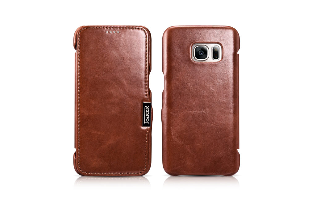 Samsung Galaxy S7 Vintage Series Side Open Genuine Leather Case Brown