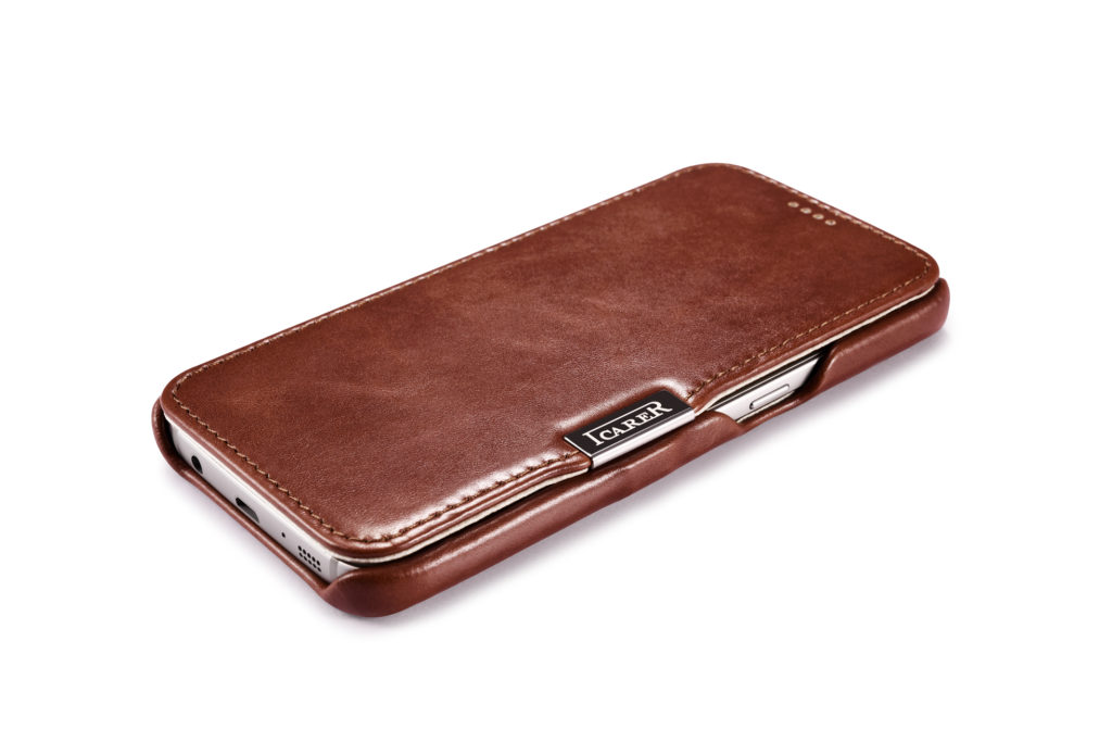 Samsung Galaxy S7 Vintage Series Side Open Genuine Leather Case Brown