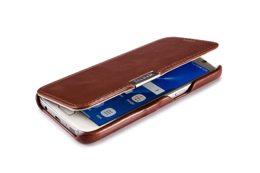Samsung Galaxy S7 Vintage Series Side Open Genuine Leather Case Brown