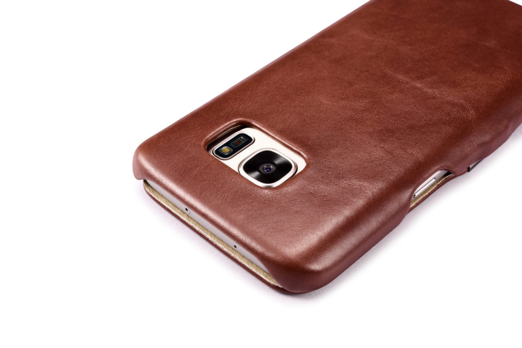 Samsung Galaxy S7 Vintage Series Side Open Genuine Leather Case Brown