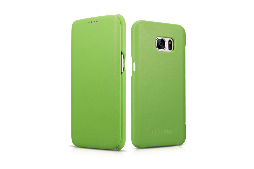 Samsung Galaxy S7 Edge Luxury Series Side Open Genuine Leather Case Green