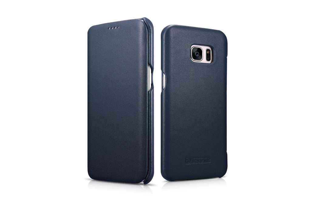 Samsung Galaxy S7 Edge Luxury Series Side Open Genuine Leather Case Blue