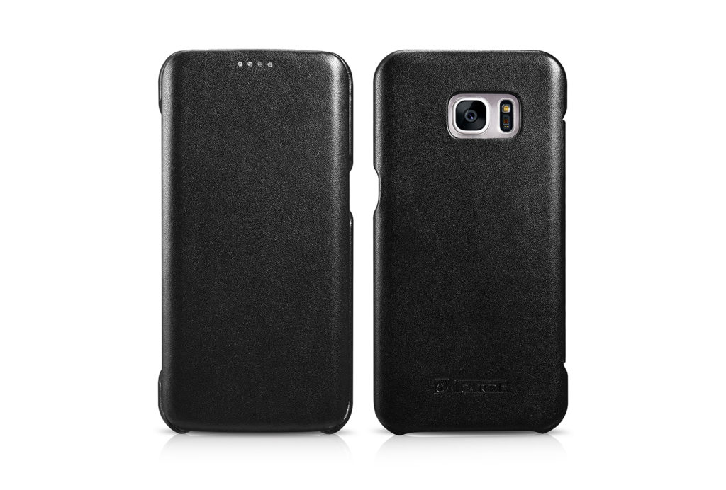 Samsung Galaxy S7 Edge Luxury Series Side Open Genuine Leather Case Black