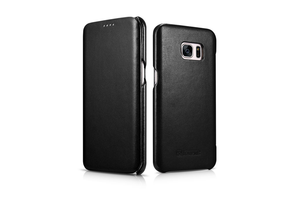 Samsung Galaxy S7 Edge Luxury Series Side Open Genuine Leather Case Black